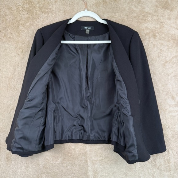 Nine West Womens Blazer Size 12 Black Fitted Career Jacket Business Chic Office - Picture 5 of 12